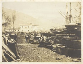 Landing Place, Ordnance Wharf, Balaklava, 1855. Creator: Roger Fenton.
