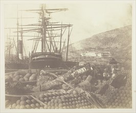 The Ordnance Wharf, Balaklava, 1855. Creator: Roger Fenton.