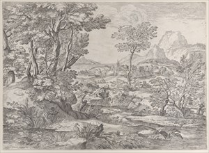 Three boys in a landscape with a town in the background, 1626-80. Creator: Giovanni Francesco Grimaldi.
