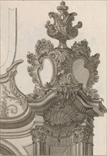 Suggestion for the Decoration of Top Right Side of Portal, Plate 2 from 'Al..., Printed ca. 1750-56. Creator: Jeremias Wachsmuth.