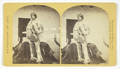 Shee-zah-nan-tan, Jicarilla Apache Brave in characteristic Costume, Northern New Mexico, 1874. Creator: Tim O'Sullivan.