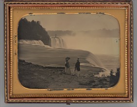 Untitled (Couple Standing next to Niagara Falls), 1853. Creator: Unknown.