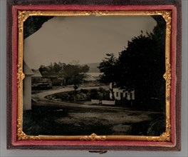 Untitled (Curved Road with Several Houses), 1860. Creator: Unknown.