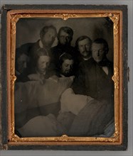 Untitled (People Standing Around a Open Casket), 1870. Creator: Unknown.
