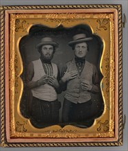 Untitled (Portrait of Two Men Wearing Straw Hats), 1855. Creator: Unknown.