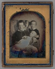 Untitled (Two Boys Holding a Deceased Baby), 1850. Creator: Unknown.