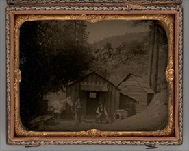 Untitled (Two Miners in Front of a Shack), 1857. Creator: Unknown.
