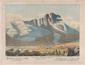 The "Kingitorssuak" seen from a valley near Kangerdluarssunguak, Greenland, 1863. Creator: Lars Møller.