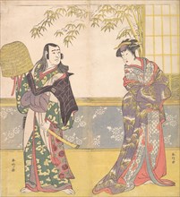 Kabuki Actors Sawamura Sojuro III and Sanogawa Ichimatsu III in "A Courtesan’s Mirror for ..., 1788. Creator: Katsukawa Shunko.