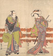Ichikawa Danjuro Fifth as a Komuso Holding a Basket-Hat in His Right Hand, ca. 1775. Creator: Shunsho.