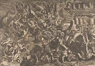 The Trojans repulsing the Greeks, 1538. Creator: Giovanni Battista Scultori.
