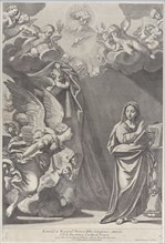 The Annunciation, with Gabriel and other angels at left and God the Father above, 168..., 1687-1717. Creator: Giacomo-Maria Giovannini.