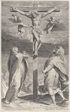 Crucifixion with the Virgin Mary and Saint John the Evangelist, angels overhead, ca. 1593., ca. 1593 Creator: Gijsbert Van Veen.