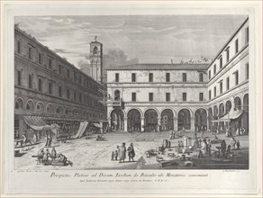View of the market square near the church of San Giacomo, 1763., 1763. Creator: Giovanni Battista Brostoloni.