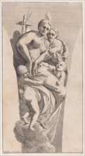 Study for a pendentive depicting Justice and Charity, 1630-50. Creator: Giovanni Cesare Testa.