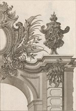 Suggestion for the Decoration of Top Right Side of Portal, Plate 3 from 'Al..., Printed ca. 1750-56. Creator: Jeremias Wachsmuth.
