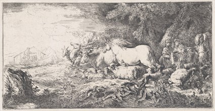 Noah and the animals entering the ark, ca. 1650-55. Creator: Giovanni Benedetto Castiglione.