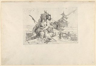 Bacchant, Satyr, and Fauness, from the Scherzi, ca. 1740. Creator: Giovanni Battista Tiepolo.