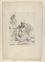 Six people watching a snake, from the Scherzi, ca. 1743-50. Creator: Giovanni Battista Tiepolo.