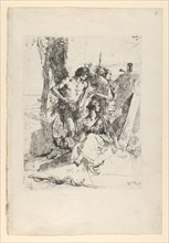 The Discovery of the Tomb of Punchinello, from the Scherzi, ca. 1743-50. Creator: Giovanni Battista Tiepolo.