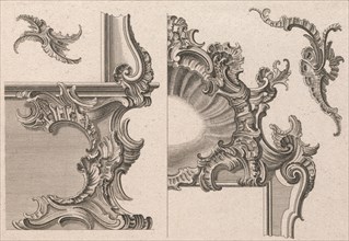 Suggestion for the Decoration of Lower Right and Top Right of a Framel, Pla..., Printed ca. 1750-56. Creator: Jeremias Wachsmuth.