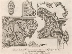 Suggestion for the Decoration of the Lower and Top Right of a Frame, Plate ..., Printed ca. 1750-56. Creator: Jeremias Wachsmuth.