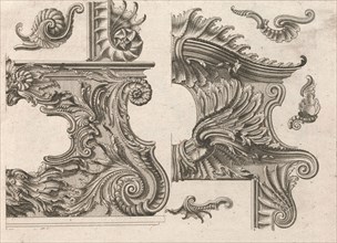 Suggestion for the Decoration of the Lower and Top Right of a Frame, Plate ..., Printed ca. 1750-56. Creator: Jeremias Wachsmuth.