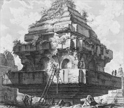 View of a large structure, remains of the Tomb of the Metelli on the Appian Way..., 1756-57. Creator: Giovanni Battista Piranesi.