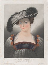 Portrait of Susanna Lunden, wearing wide-brimmed hat with feathers, ca. 1809-35.. Creator: Philibert Louis Debucourt.