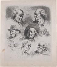 Study of Eight Heads, 1795. Creator: Jean-Jacques de Boissieu.