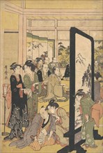 The Artist Kitao Masanobu Relaxing at a Party, 1790s. Creator: Kitagawa Utamaro.