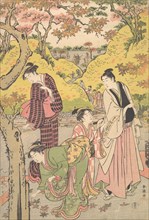 A Young Man, Two Young Women and a Girl at a Picnic Party, ca. 1789. Creator: Katsukawa Shuncho.