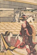 Pleasure Parties in Boats on the Sumida River under the Ryogoku Bridge, ca. 1796. Creator: Kitagawa Utamaro.