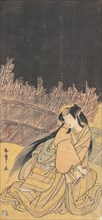 The Third Segawa Kikunojo as a Woman in a Crouching Position, 1778. Creator: Shunsho.