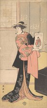 The Third Segawa Kikunojo as a Woman Standing in a Room, ca. 1793. Creator: Katsukawa Shun'ei.