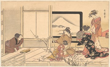 Preparing Food for the Warbler..., 1798. Creator: Kitagawa Utamaro.