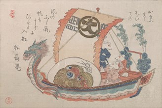 Treasure Boat (Takara-bune) with Three Rats, 1816, year of the rat. Creator: Kubo Shunman.