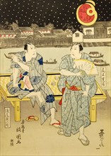 In the Cool of the Evening in the Vicinity of Lord Nabeshima's Warehouses (Furyu Nabeshima..., 1824. Creator: Jukakudo Masakuni.