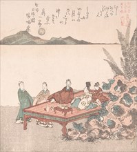 Nanamaro and His Followers Looking at the Moon in China, 19th century. Creator: Kubo Shunman.