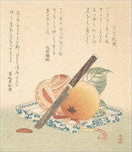 Persimmons on a Plate, 19th century. Creator: Kubo Shunman.