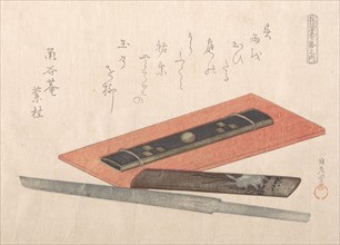Knife and Two Knife Handles, 19th century. Creator: Kubo Shunman.
