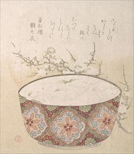 Bowl with White-Baits and Plum Blossoms, 19th century. Creator: Kubo Shunman.