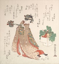 Young Woman Carrying a Wine-Pot for the New Year Ceremony, ca. 1815. Creator: Katsukawa Shuntei.