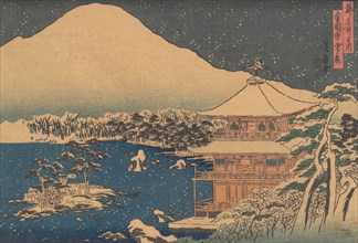 Kinkakuji seen in Falling Snow, mid 19th century. Creator: Hasegawa Sadanobu.