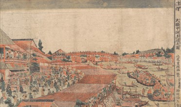Landscape; Showing Water Festival with Lanterns, late 18th-early 19th century. Creator: Kitao Shigemasa.