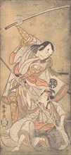 The Actor Nakamura Nakazo with a Sword, Fighting the Actor Ichikawa Raizo II ..., 1769. Creator: Shunsho.