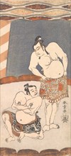 The Second Ichikawa Yaozo as a Wrestler Standing in an Arena, 1770. Creator: Shunsho.