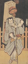 The First Nakamura Nakazo as a Rokuju-rokubu Standing at Night, 1780. Creator: Shunsho.
