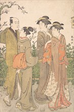 A Group of Three Women Accompanied by a Manservant, 1780-1795. Creator: Katsukawa Shuncho.