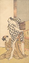 Scene from the Play Yoshitsune and the Thousand Cherry Trees (Yoshitsune..., 8th or 9th month, 1784. Creator: Katsukawa Shunko.